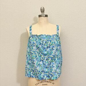 J. CREW Tank Top Blue Floral Liberty Poppy Daisy Fabric Sleeveless Boho